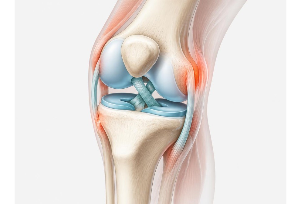 Clinical illustration of knee structures associated with pain
