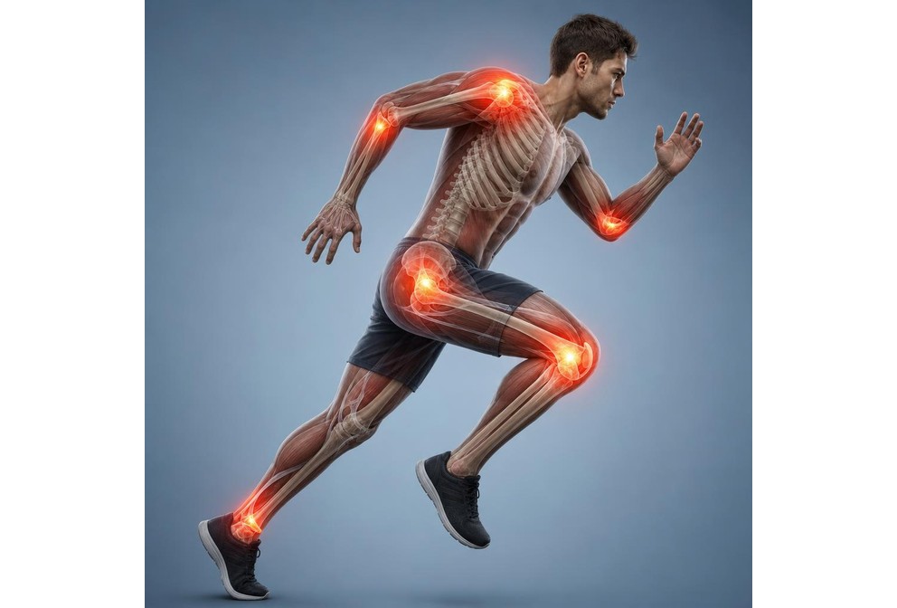 Clinical illustration of common sports injury locations