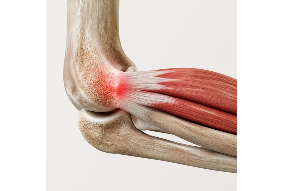 Clinical illustration of the tendons at the outer elbow