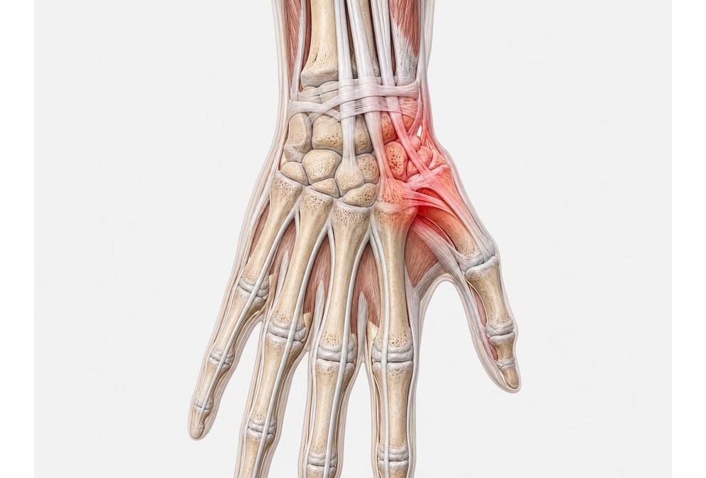 Clinical illustration of wrist and hand structures